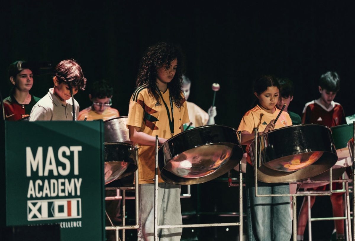 MAST steel band performs La Cucaracha at the 2025 Hispanic Heritage Showcase. 
